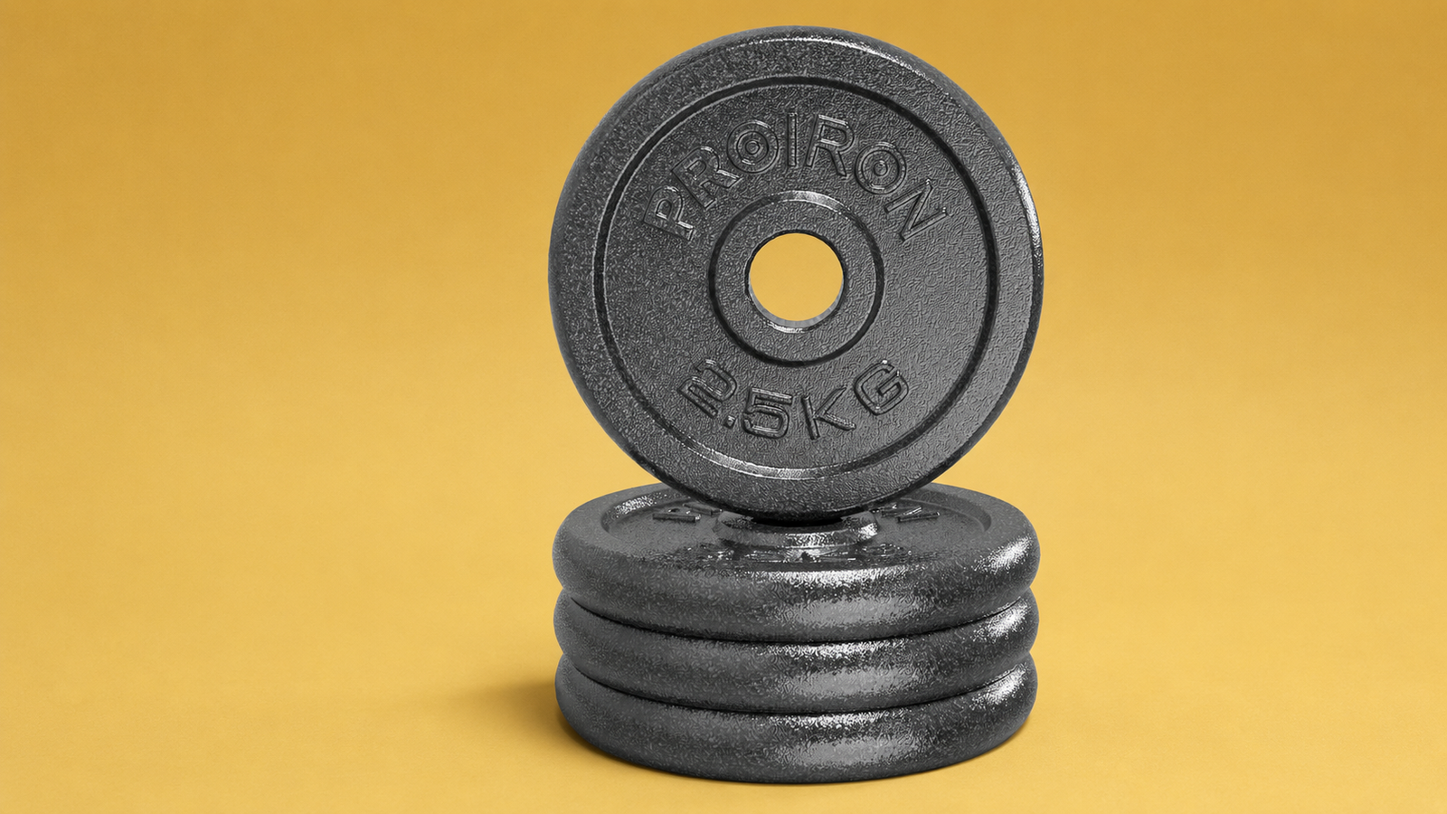 Cast iron weight plates stacked