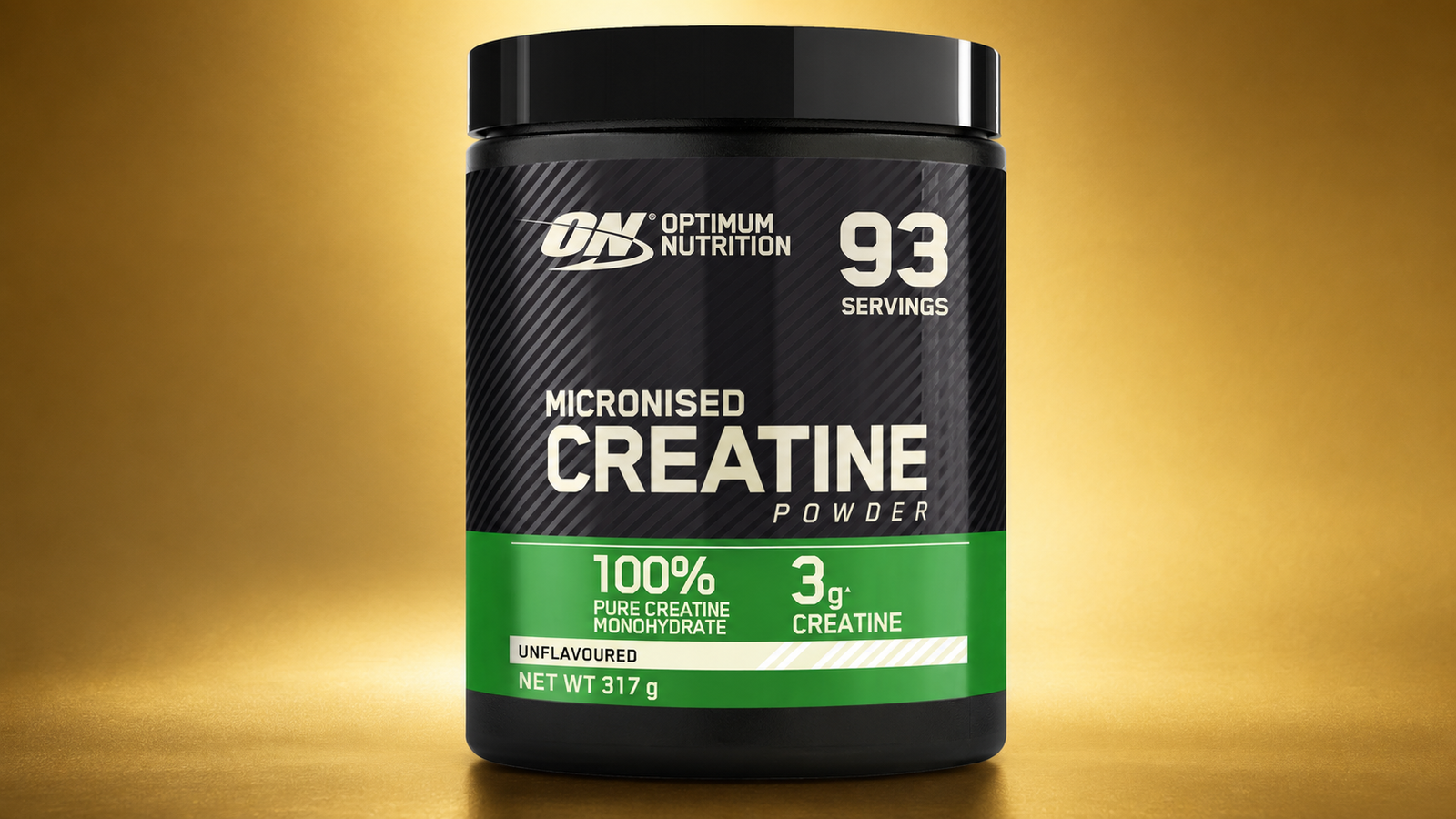 Tub of Optimum Nutrition micronised creatine