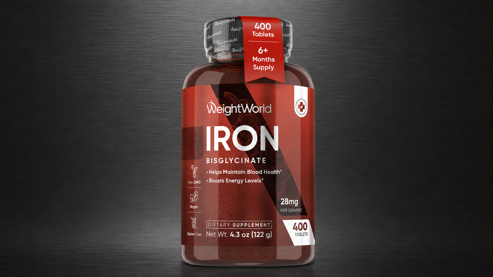 Bottle of ferrous bisglycinate gentle iron