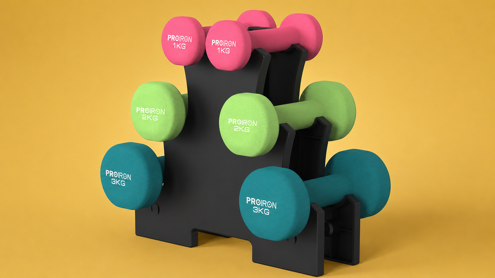 A pair of light neoprene dumbbells