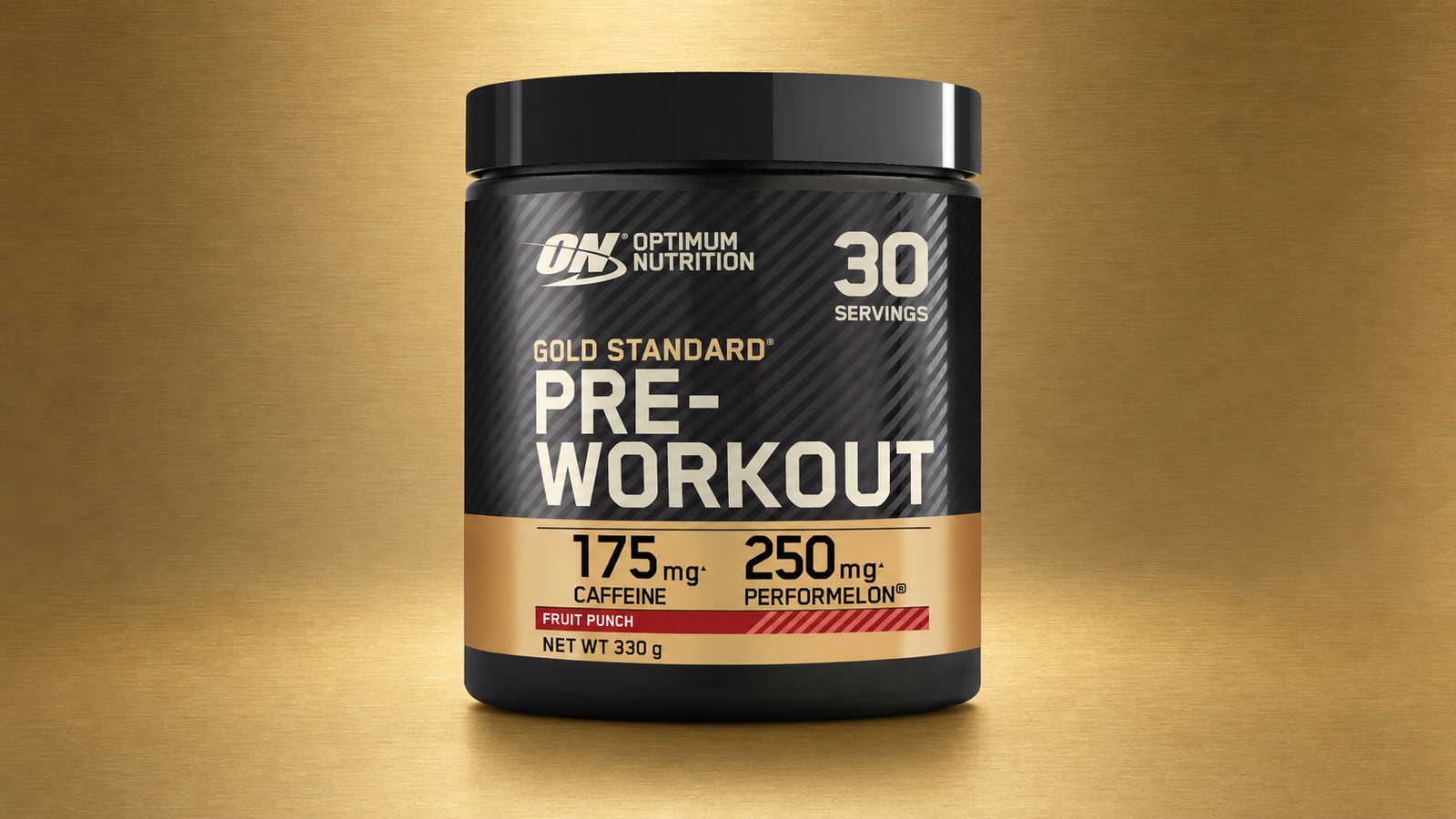 Tub of Optimum Nutrition Gold Standard pre-workout