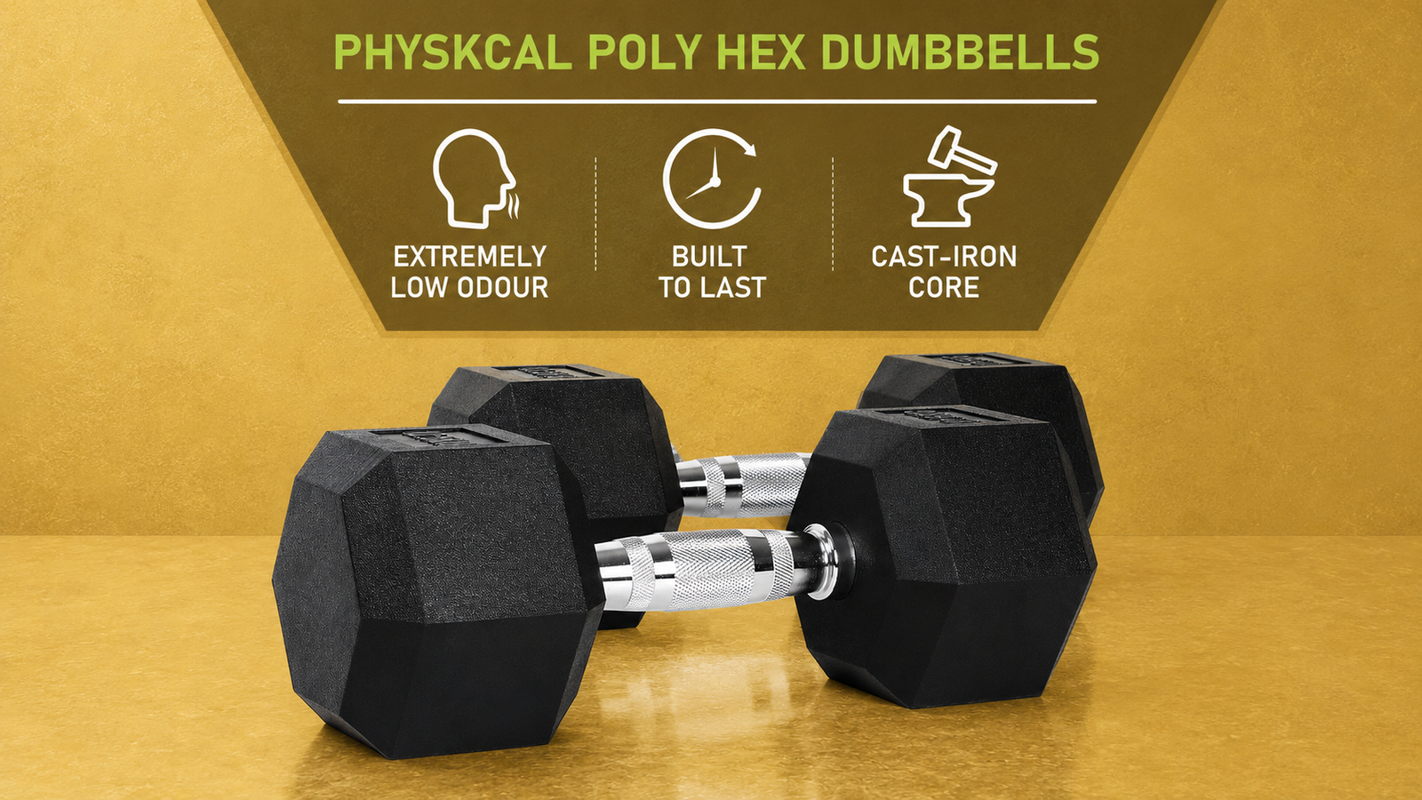 Rubber hex dumbbells