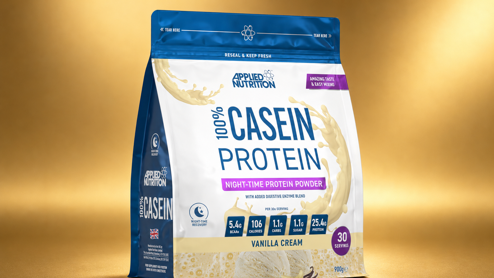 Tub of slow-release casein protein