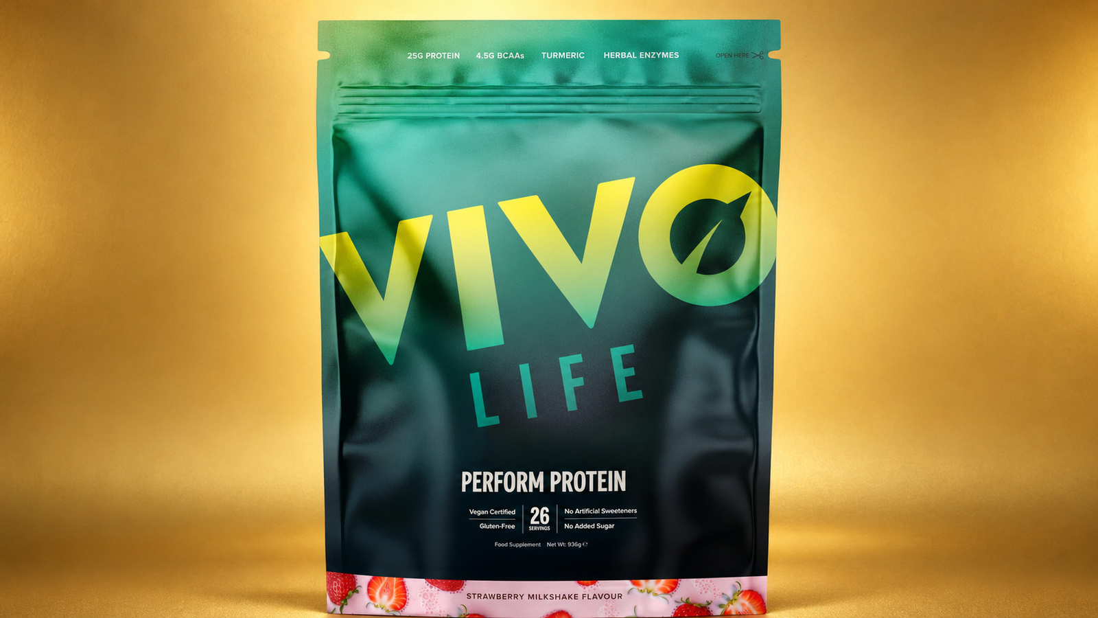 Tub of Vivo Life Perform fermented pea and hemp protein