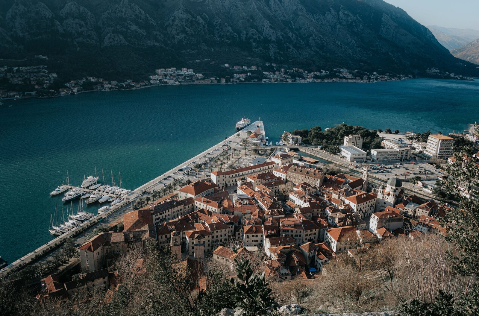 Kotor old town below the fortress walls