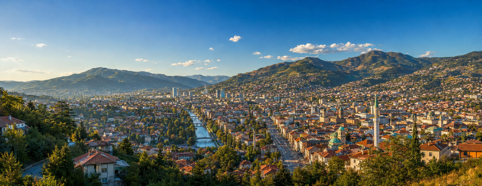 Sarajevo skyline with the surrounding hills
