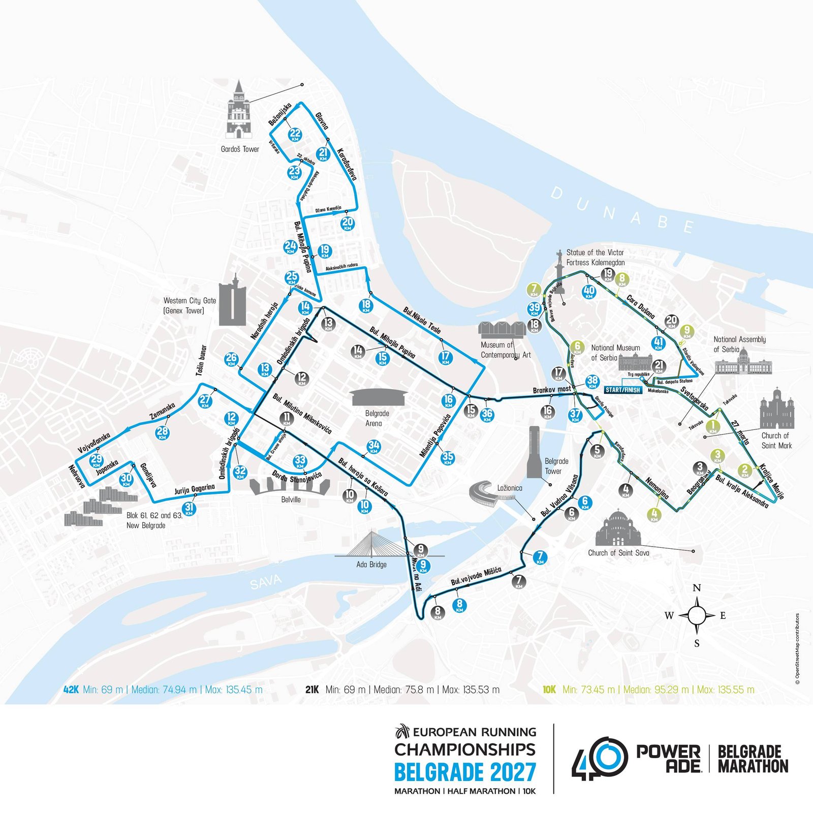 Belgrade Marathon 2027 route map